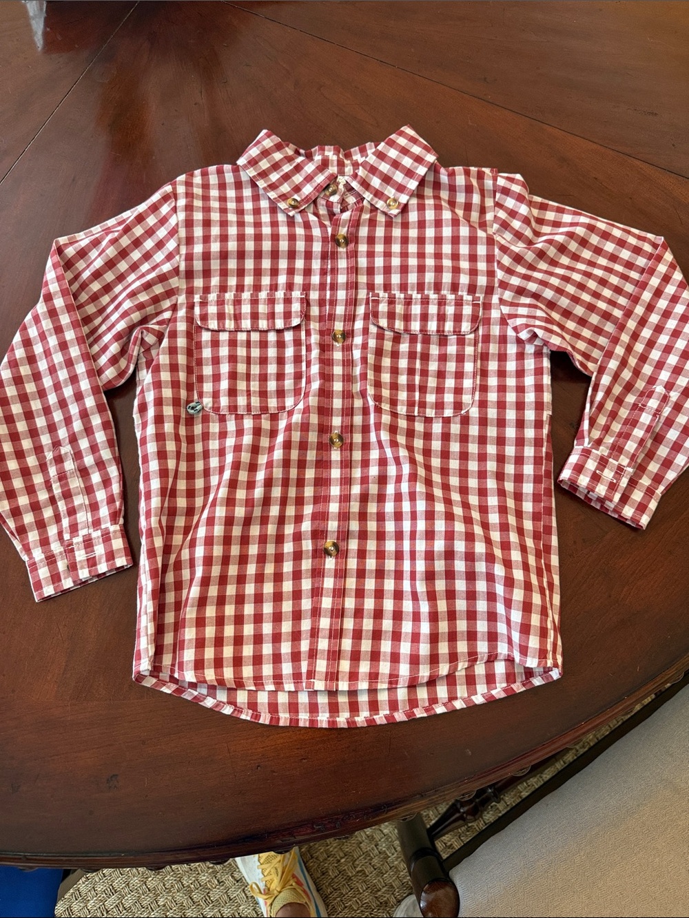 Prodah brand boys Red and White Gingham fishing Shirt